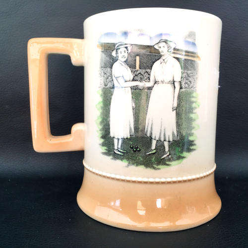 SUPER RARE Vintage Royal Bradwell Bowls Themed Porcelain Tankard