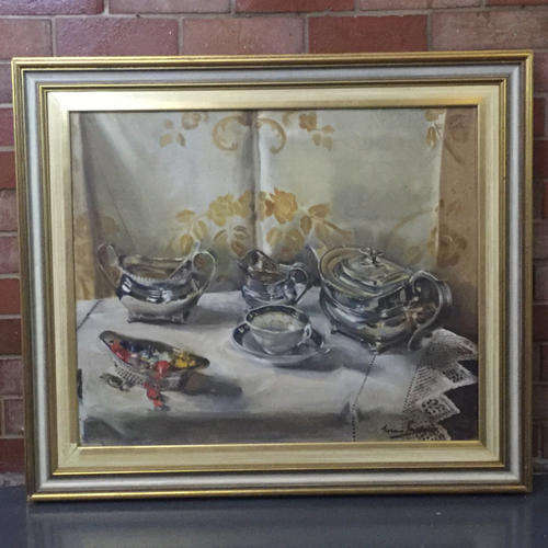 Framed Original Oil on Canvas Still Life - See Signature for details (900 x 700)