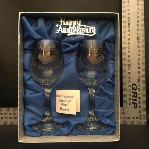 Boxed Hand Engraved Ruby Anniversary Glasses