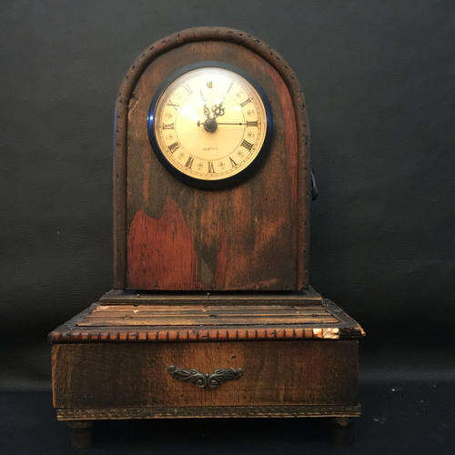 Vintage Style Wooden Mantel Clock (Not Working)