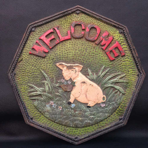 Large Vintage Cast Iron Welcome Sign