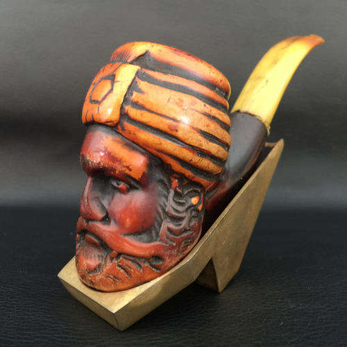 Rare Handcrafed Turkish Tobacco Smoking Pipe - Man with Turban