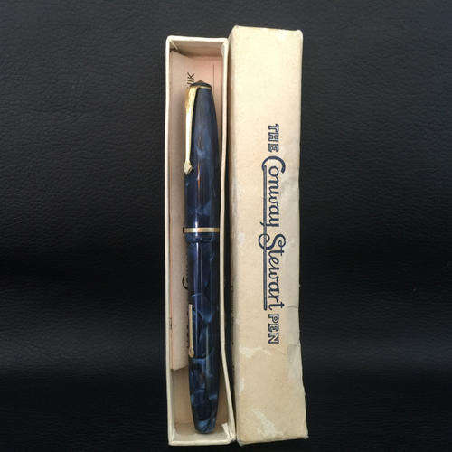 Collectible Vintage Conway Stewart Blue Marble Fountain Pen (Original Packaging!!!)