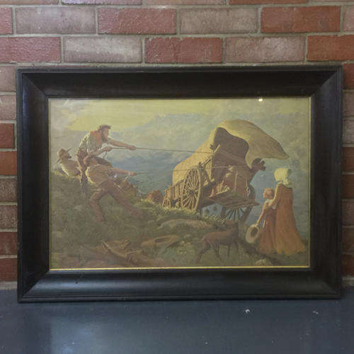 WH Coetzer 1938 - Framed Original Early Print - "Die Groot Trek"