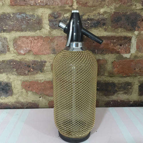 Vintage Brass On Glass Soda Siphon