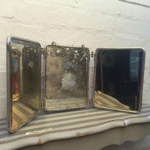 SUPER RARE Vintage Foldable Hanging Chrome Beveled Trio Mirror!!!!
