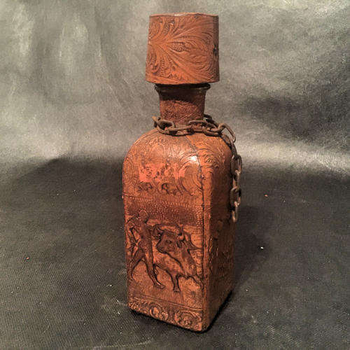 Rare Spanish Leather Covered Mini Decanter