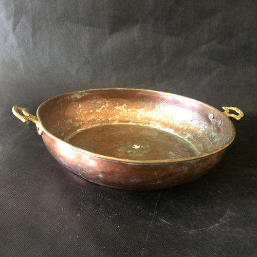 Large Vintage Copper Pan with Brass Handles (300mm)