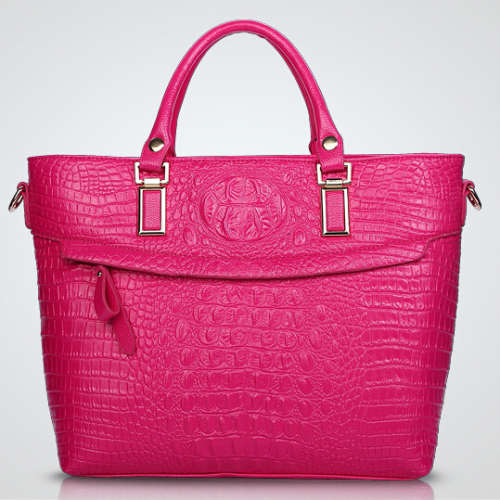 Elegant crocodile pattern ladies handbag with strape, Rosepin color. Stock in ZA