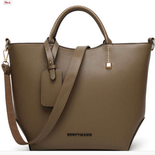 Classic and fashion elegant ladies handbag. Grey-brown color. Stock in ZA