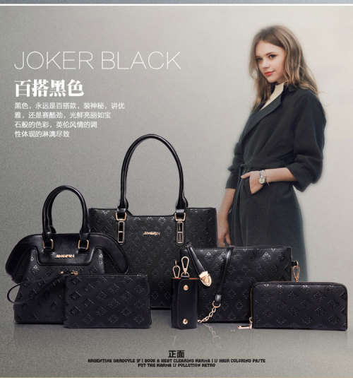 Very elegant 6 pieces set ladies handbags. Black color. Stock in ZA