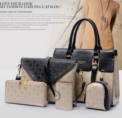 5 pieces set colors joint classic handbag. Stock in ZA. Champagne color