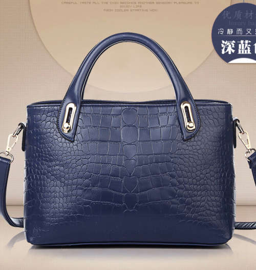 3 pieces set crocodile pattern handbag. Royal blue color.