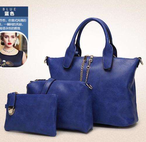 3 pieces set office ladies love handbags. Blue color. Stock in ZA.