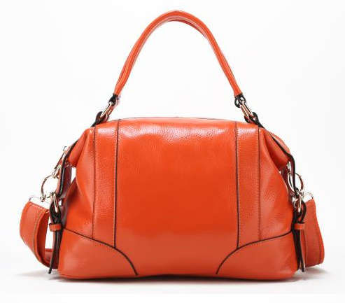 Genuine leather commuter bag. Orange color.