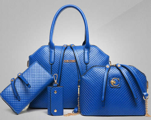 4 pieces set elegant ladies handbag,  Blue color. Stock in ZA