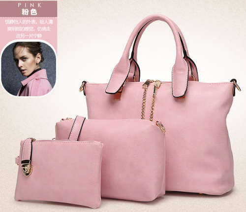 3 pieces set office ladies love handbags. Pink color. Stock in ZA