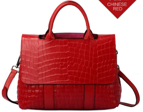 Genuine leather top layer corcdile pattern. Red color.