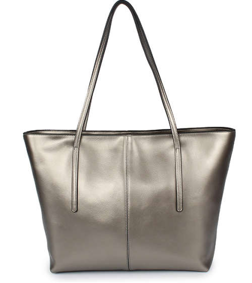 Genuine leather all-match big capacity lady bag. Silver grey color. Stock in ZA.