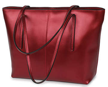 Genuine leather all-match big capacity lady bag. Red color.