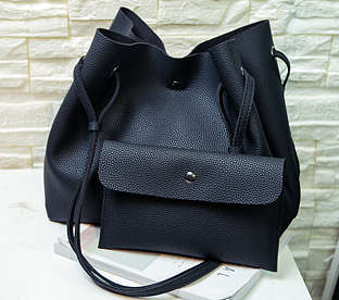 2 piece big capacity bucket bag. Black color. Stock in ZA.