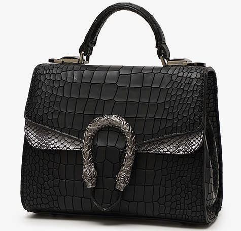 Snake pattern fashion bag. Black color. Stock in ZA.