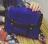 Nubuck cool lady design handbag. Blue color. Stock in ZA.