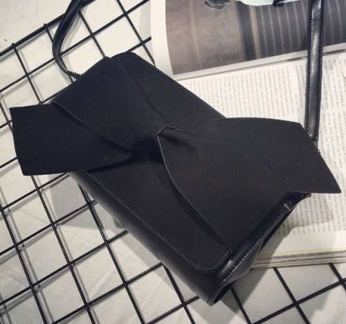 Nubuck bowknot clutch. Black color. Stock in ZA.