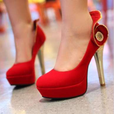 Bright 13cm high heel flower crystal shoes, US size 5