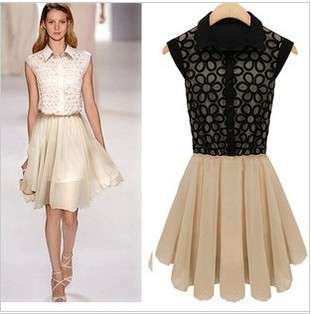 Beautiful chiffon embroidery flower joint dress, office ladies love, 2 colors, 4 sizes