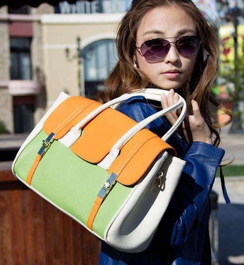 Colors joint ladies bags, can be a handbag and shoulder bag