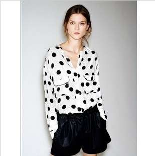 Loose dot print shirt, classic wave point, 100% cotton, size M and L, on promotion!