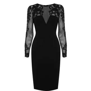 Big name brand style long sleeve sexy lace dress, 5 sizes, color black and red