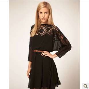 Lace shoulder Eruo quality sexy dress, size S