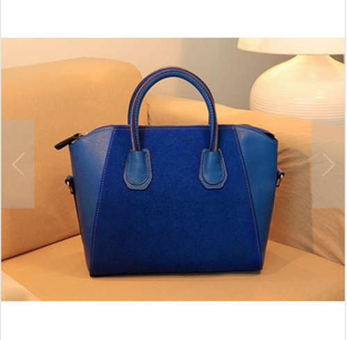 High quality suede and PU fashion funny face casual handbag, blue color. shipping R30