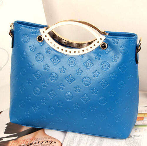 Fashion handle ladies favourate handbag, with stretch! Blue color.