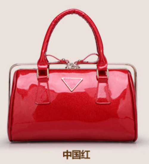 Shining patent leather suitcase ladies handbag. Red apple color.  Stock in ZA, no custom fee!