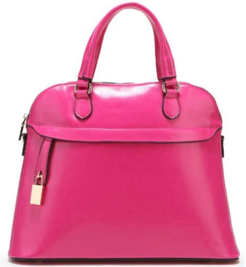 Lock fashion. Real 100% leather classic designed handbag. Rose color.
