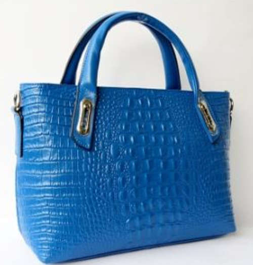 Crocodile pattern genuine leather office lady loves bag. royal blue color. Stock in ZA