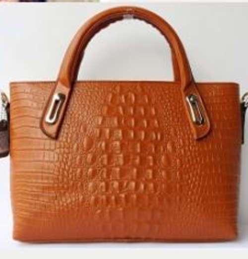 Genuine leather Crocodile pattern office lady loves bag. Brown color. Stock in ZA