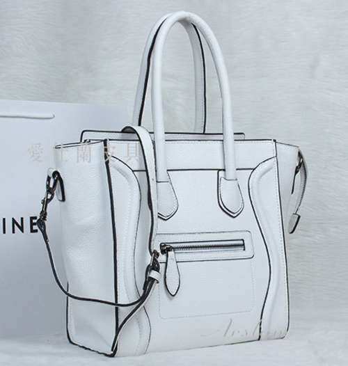 Genuine leather smile bag, lady handbag. Size small. color white.
