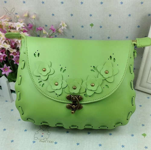 Cute flower and hollow lady shoulder bag. green color. Stock in ZA