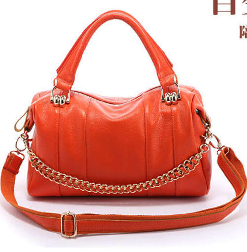 Genuine leather fashion wild match shoulder bag, handbag. Orange color. Stock in ZA