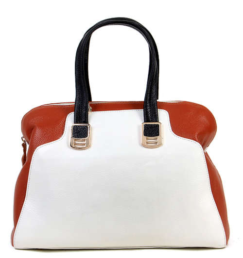 Genuine leather color joint Fendi-style handbag. Color white joint coffee. Stock in ZA