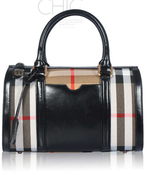 Classic woman genuine leather joint canvas handbag. Black color. Stock in ZA