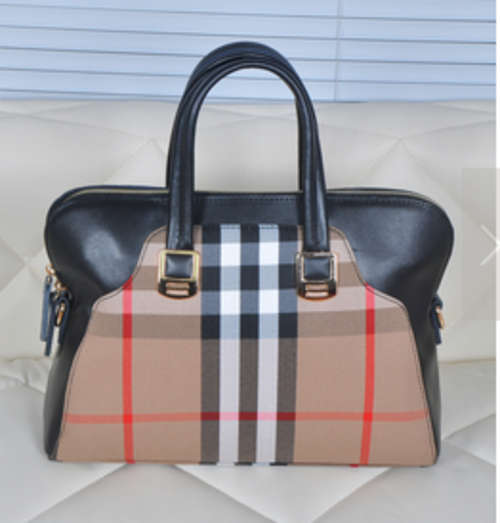 Genuine leather joint canvas tatan design handbag, with belt. Black color. Stock in ZA