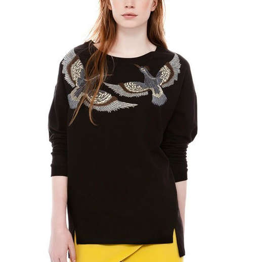 Black color cotton beautiful embroidery jersey, long sleeve, size 32-34. Stock in ZA