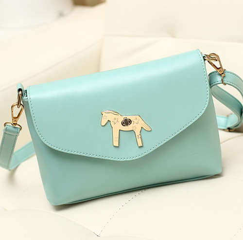 Horse wild match ladies shoulder bag. Many colors to choose. Light green.