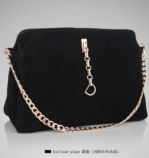 2 pieces nubuck elegant ladies handbag with chain and belt. black color. Stock in ZA