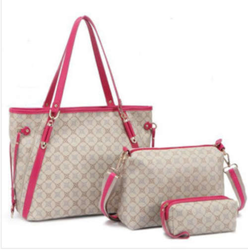 3 Pieces printed high quality lady bags. rose color. Stock in ZA